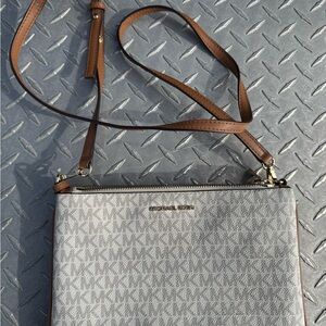 Michael Kors Monogram Crossbody in Gray and Brown